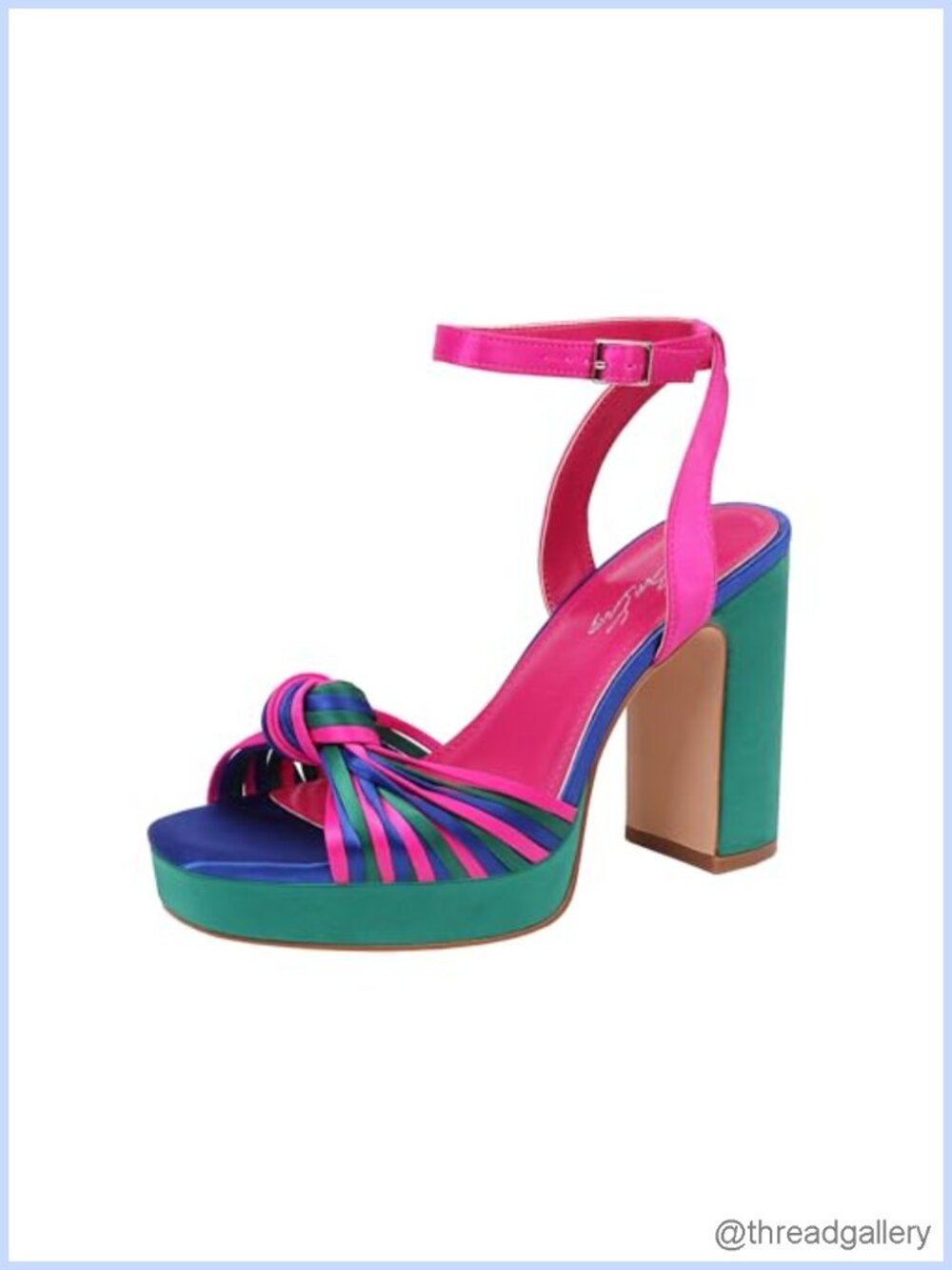 Strappy Platform Heeled Sandals Square Open Toe Chunky Block Heel